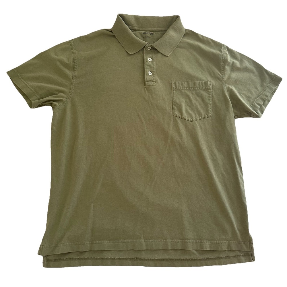 St. John's Bay‎ Men's L Green 100% Cotton Polo Shirt Classic Fit Pre-Owned